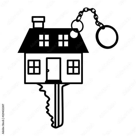 silhouette key monochrome with shape house vector illustration Stock Vector | Adobe Stock