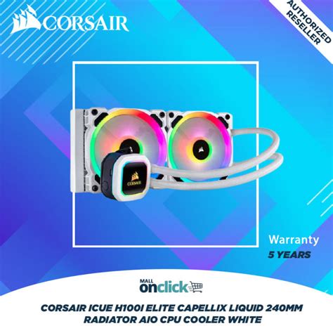 Corsair Icue H100i Elite Capellix Liquid 240mm Radiator Aio Cpu Cooler White Cw 9060050 Ww Dp