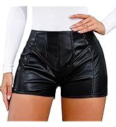 Tulucky Women S Flexible Club Faux Leather Shorts High Waisted Sexy Disco Short Hot Pants Black