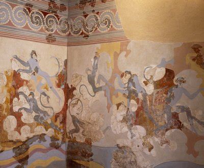 The Blue Monkeys Fresco From B Complex Room Of Akrotiri Thera