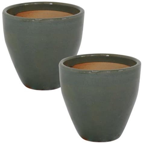 Sunnydaze In Resort Glazed Ceramic Planter Gray Set Of