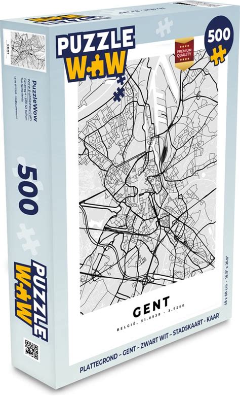 Puzzel Plattegrond Gent Zwart Wit Stadskaart Kaart Legpuzzel