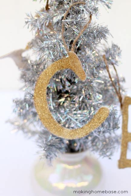 Gold Glitter Monogram Ornament