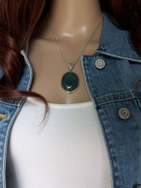 Moss Agate Necklace Sterling Silver Moss Agate Necklace Moss Etsy