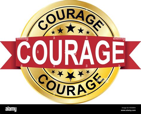 Courage Red Round Golden Web Coin Medal Badge Stock Vector Image And Art