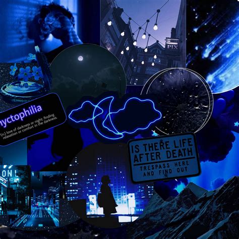 Download Dark Blue Aesthetic Night Collage Wallpaper