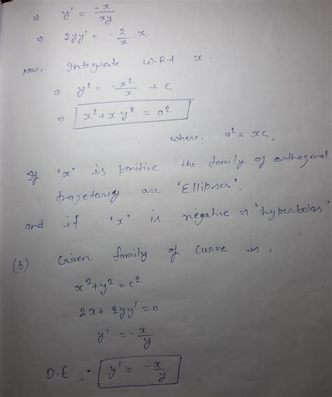 [solved] 4 A Find The Orthogonal Trajectories For The One Parameter Course Hero