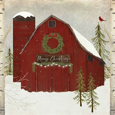 Christmas Barn Farmhouse Wall Art | Antique Farmhouse