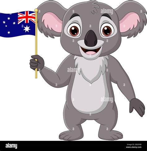 Cartoon Koala Holding Australian Flag Stock Vector Image Art Alamy