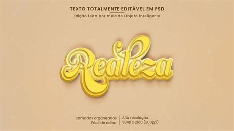 Efeito De Texto D Realeza Psd Edit Vel Zip Textos Realeza