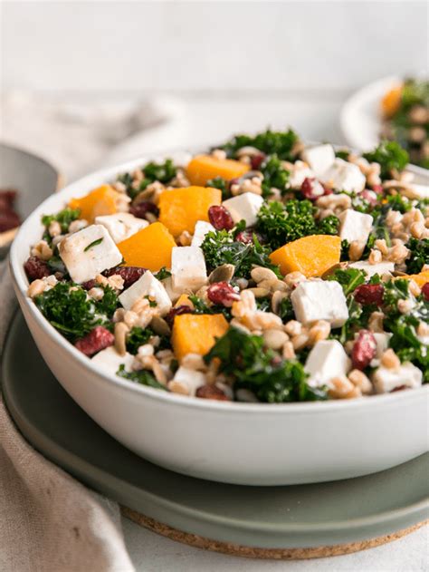 Farro Kale Butternut Squash Salad Fit Mitten Kitchen