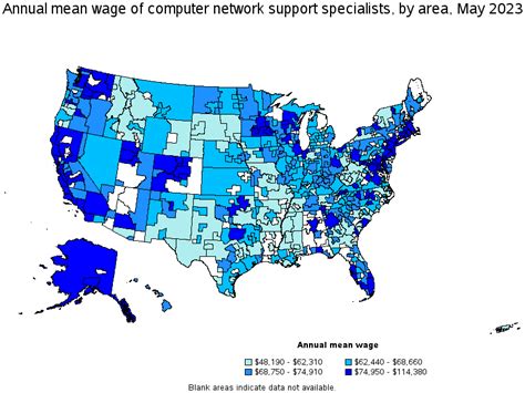 Map Of Annual Mean Wages Of Computer Network Support Specialists By