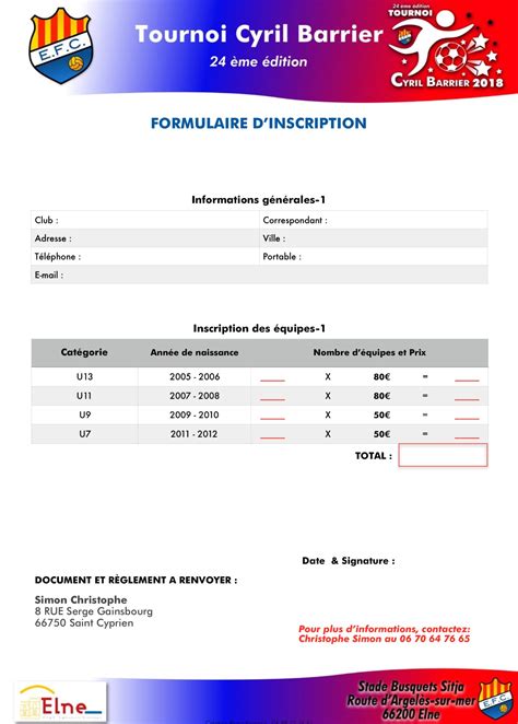 Formulaire D Inscription Tournoi Football Tournoi Cyril Barrier Footeo