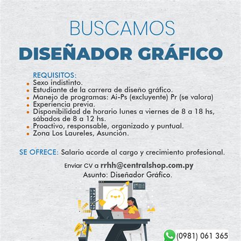 Oferta laboral para Diseñador Gráfico en Paraguay