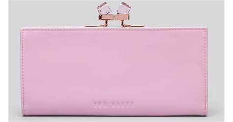 Ted Baker Wallet Patent Crystal Frame Matinee Continental In Pink