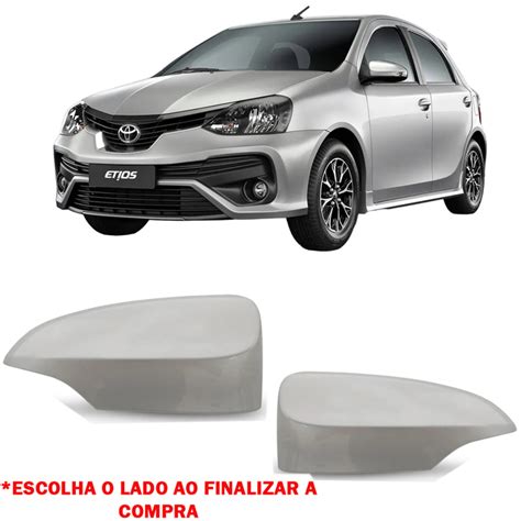 Capa Retrovisor Etios 2014 2021 Furo Pisca Preta Lisa Metagal