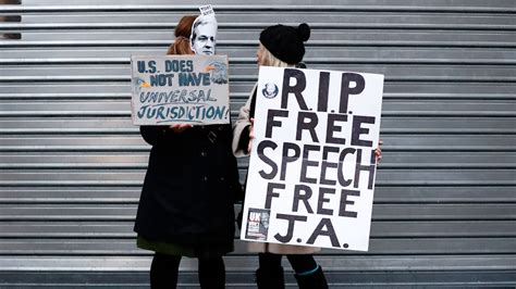 Supporters of WikiLeaks founder Julian Assange protest in London