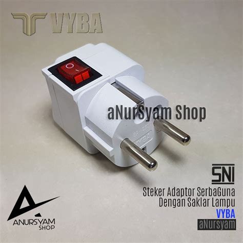 Jual Steker Adaptor Dengan Saklar On Off VYBA Over Steker Universal