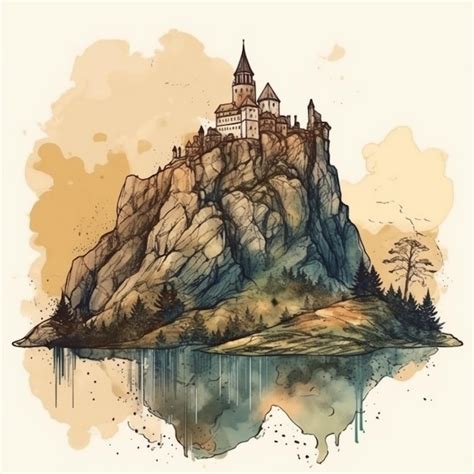 Premium Photo | Watercolor painting of a castle