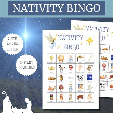 Nativity Bingo Game Printable Nativity Game Activity Christian