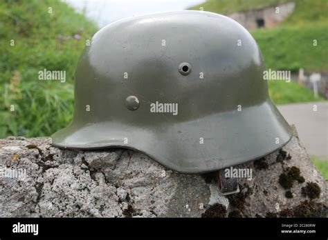 A German Army Helmet World War Ii Period Outdoors Stock Photo Alamy