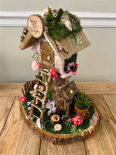 Fairy House Tall Pink Fairy House Personalised T Pink Etsy Uk