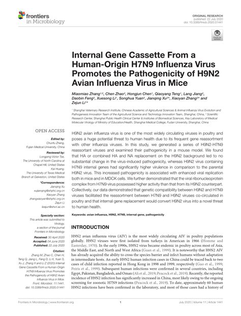 PDF Internal Gene Cassette From A Human Origin H7N9 Influenza Virus