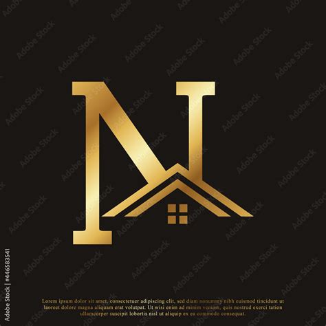 Initial Letter N Home House Golden Logo Design Real Estate Logo