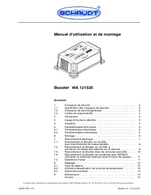 Fillable Online Manuel D Utilisation Et De Montage Booster Wa