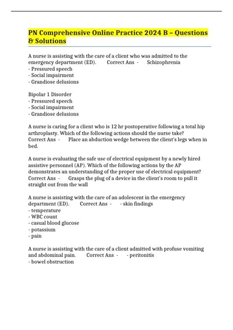 Pn Comprehensive Online Practice B Questions Solutions Pn