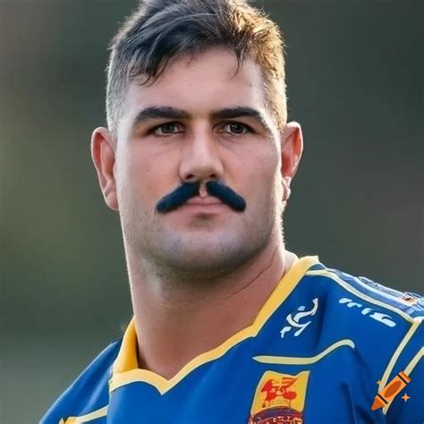 Portrait Of A 30 Year Old Spanish Rugby Player With A Mustache On Craiyon