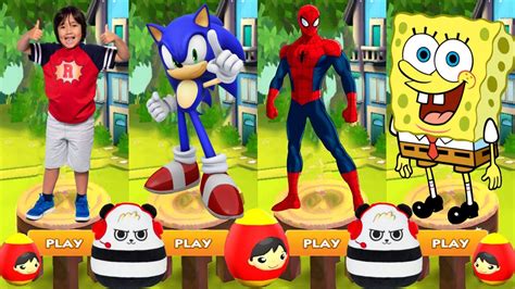 Tag With Ryan Vs Sonic Dash Sonic Boom Vs Spiderman Unlimited Vs