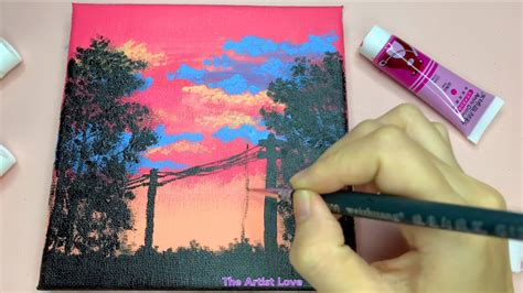 Easy Sunset Painting For Beginners Acrylic Painting Step By Step Ep