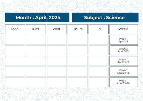 Free Lesson Plan Calendar Template - Edit Online & Download | Template.net