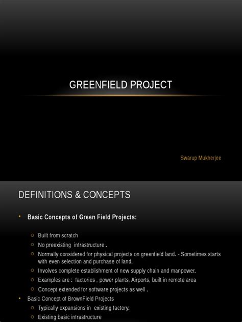 Greenfield Project Lecture Slides Part 1 Pdf Environmental Impact