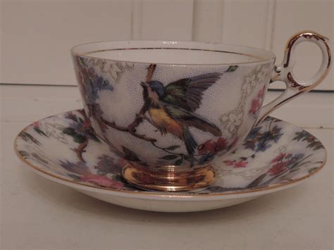 Vintage Old Royal Lorna Doone Chintz Cup And Saucer Teacup Blue Bird Bone