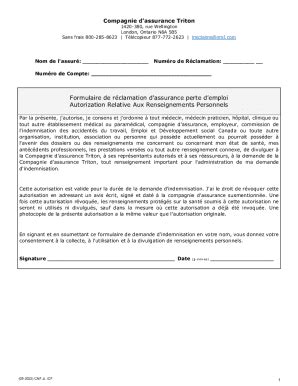 Remplissable En Ligne Formulaire De Rclamation D Assurance Perte D