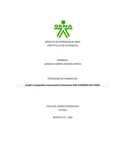 Anexo 11 Cuadro Comparativo Instrumentos Financieros Servicio De