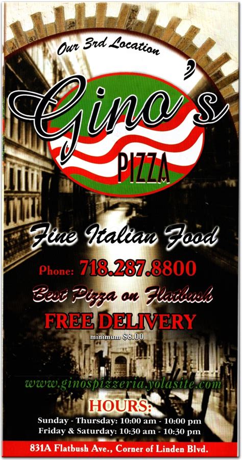 Ginos Pizza Restaurant In Brooklyn Official Menus And Photos