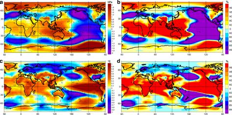 Sea Level Pressure A Near Surface Air Temperature C Anomalies And