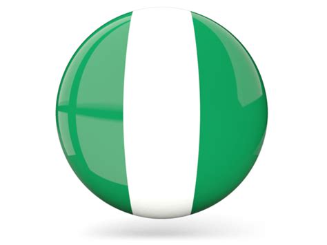 Glossy round icon. Illustration of flag of Nigeria