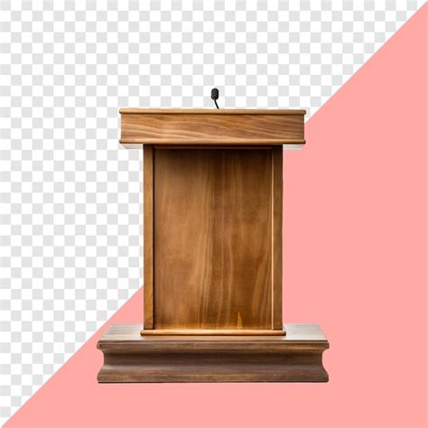 Premium PSD Empty Wooden Podium With A Microphone Transparent