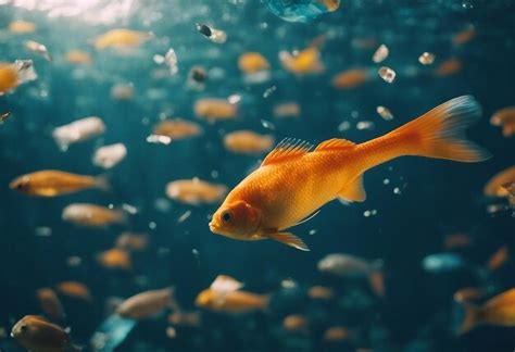 Premium Photo | Fish swims among plastic bag ocean pollution