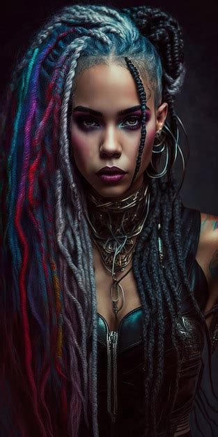 Premium AI Image A Woman With Dreadlocks And Dreadlocks Stands In