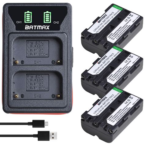 Batmax Batería Np Fm500h Fm500h Con Puerto Tipo C Cargador Dual Led