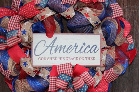 Patriotic Mesh Wreath Patriotic Wreath July 4th Wreath - Etsy