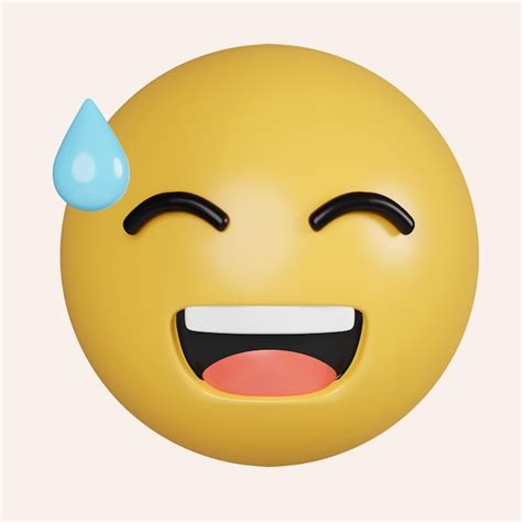 Emoji De Cara Sonriente D Con Cara Sonriente De Sudor Con La Boca