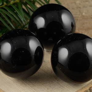 Black OBSIDIAN Crystal Ball Round Gemstone, Root Chakra, Black Crystal ...