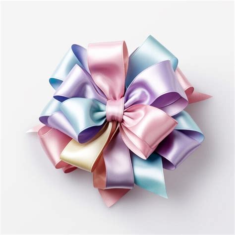 Premium Ai Image There Is A Bow Made Of Colored Ribbons On A White