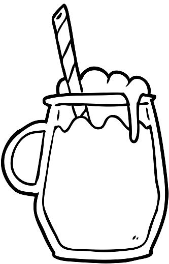 Line Drawing Of A Glass Of Root Beer With Straw Stock Illustration